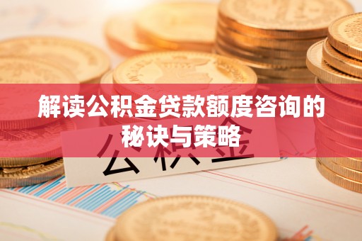 龙山解读公积金贷款额度咨询的秘诀与策略
